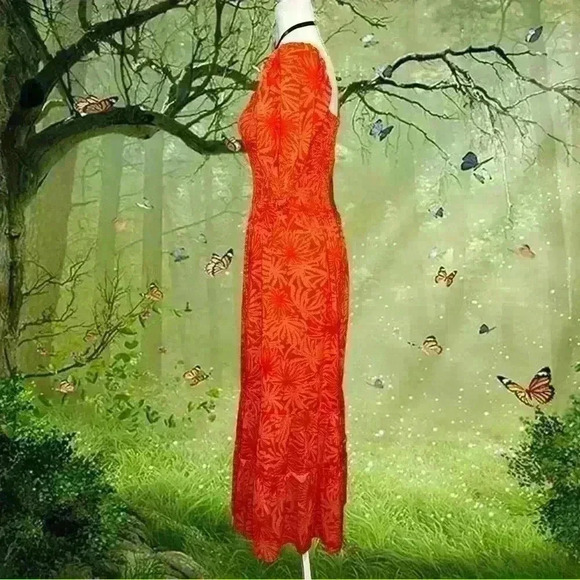 NWT Betsey Johnson Orange Boho Maxi Dress - Picture 4 of 10